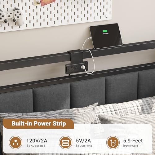 Modern Twin Corner Bed Frame with LED & Storage