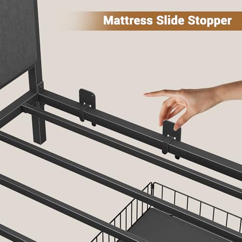 Modern Twin Corner Bed Frame with LED & Storage