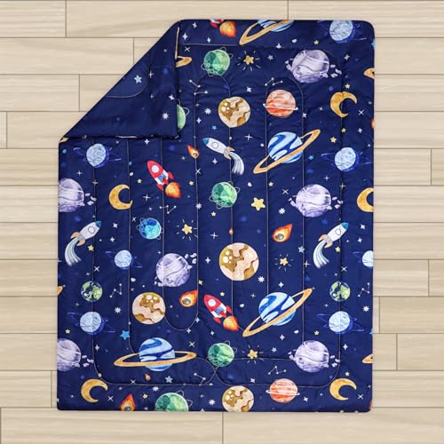 Blue Space Toddler Bedding Set - 4 Pieces
