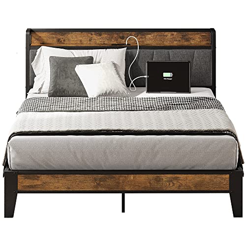 LIKIMIO Full Bed Frame with Storage Headboard
