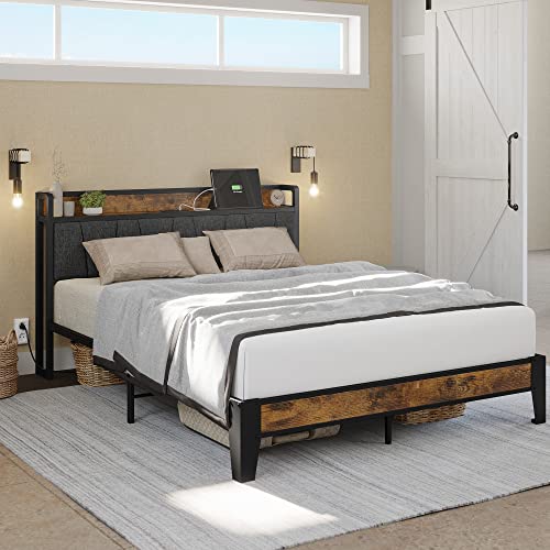 LIKIMIO Full Bed Frame with Storage Headboard