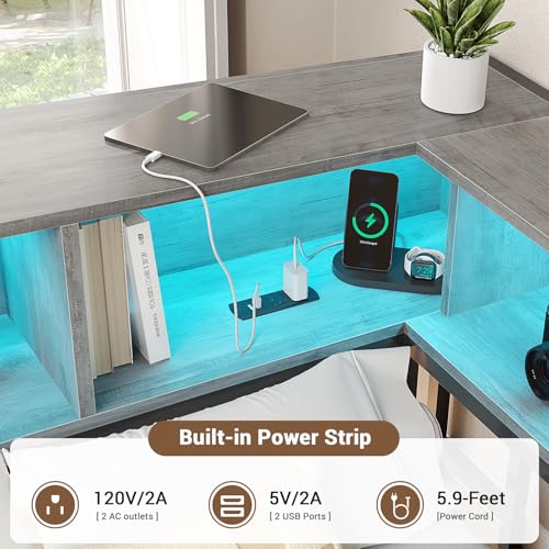 Modern Twin Corner Bed Frame with LED Lighting