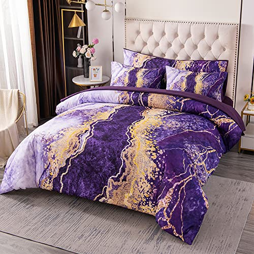 Purple Watercolor Marble Bed-in-A-Bag Set