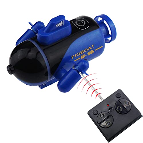 Mini RC Submarine Remote Control Waterproof Toy (Blue)