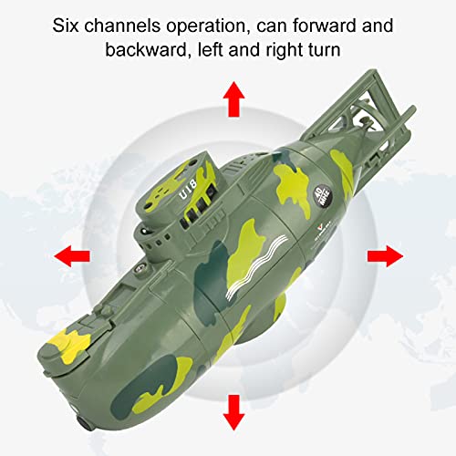 Mini RC Submarine Toy, Green, 6 Channel
