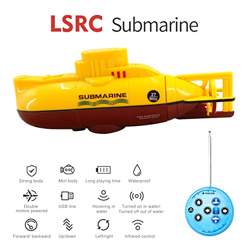 GoolRC Yellow Mini RC Submarine - Waterproof Toy