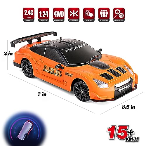 YUAN PLAN Mini RC Drift Car, 1:24 High-Speed Race Toy (Red)