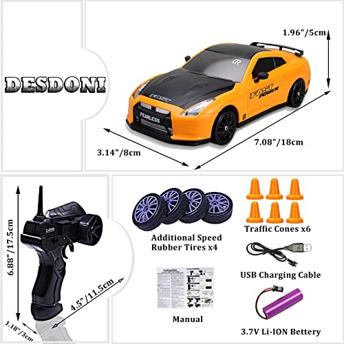 Desdoni RC Drift Car 1:24 Scale 2.4GHz High Speed LED Toy