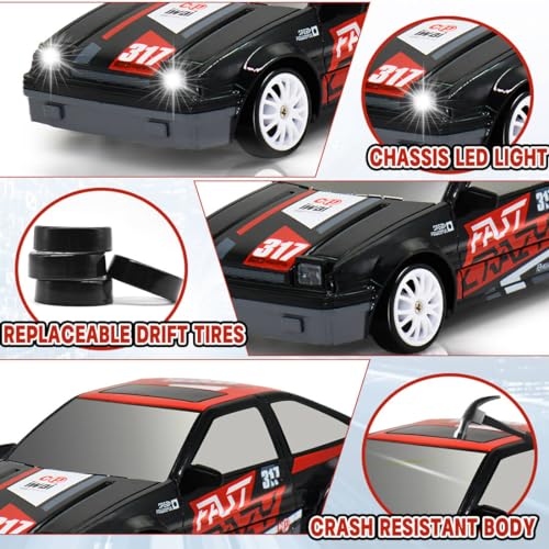 AGNEVE 1:24 RC Drift Car - LED Lights - Remote Control - 2.4GHz