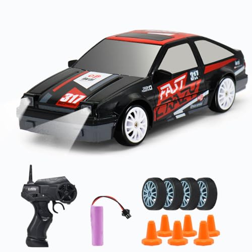 AGNEVE 1:24 RC Drift Car - LED Lights - Remote Control - 2.4GHz