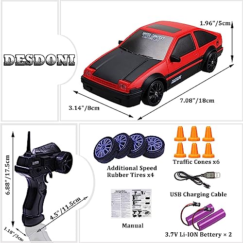 RC Drift Car 1:24 Scale 4WD LED Lights