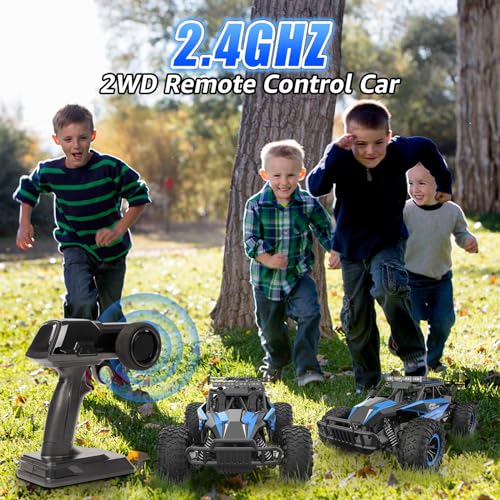 kolegend RC Cars 20 Km/h Remote Control Car 50+min with Chassis Lights 2 Batteries, 13 Inch All Terrains RC Monster Trucks Off Road Vehicle for Boys Girls Kids