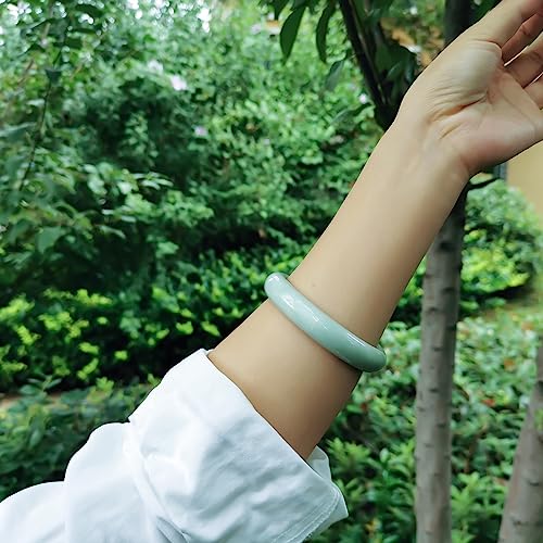 Natural Green Jade Bangle Bracelet - Handmade Good Luck