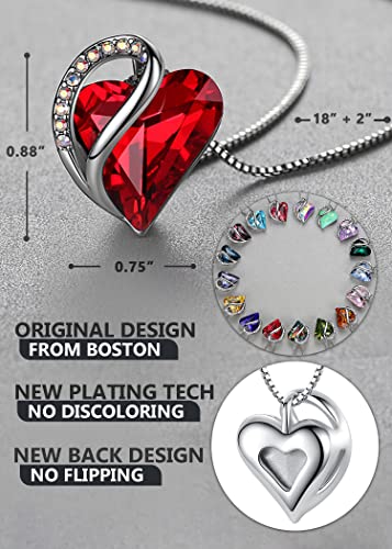Rainbow Blue Birthstone Heart Pendant Necklace - Gift for Her