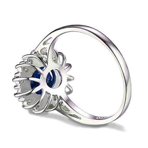 Blue Sapphire Halo Statement Engagement Rings for Women