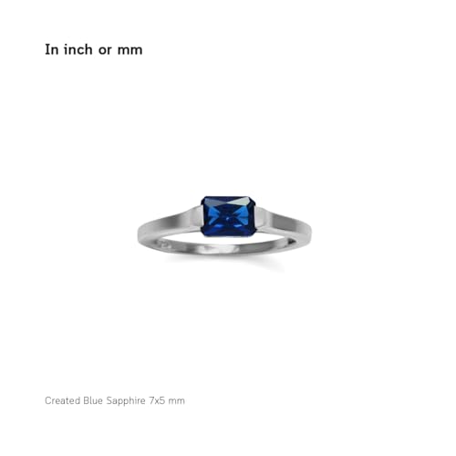 Octagon Blue Sapphire Sterling Silver Solitaire Ring, Size 8