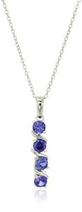 Sterling Silver Alexandrite Sapphire Four Stone Pendant Necklace