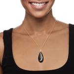 Black Onyx Teardrop Pendant in 14kt Yellow Gold