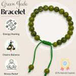 Green Jade Protection Healing Crystal Adjustable Bracelet Unisex