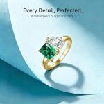 Emerald Toi Et Moi Ring Sterling Silver Gold Plated
