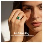 Emerald Toi Et Moi Ring Sterling Silver Gold Plated