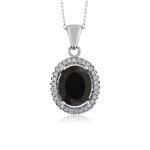 Black Onyx Sterling Silver Pendant Necklace - 3.40 Ct