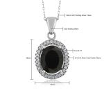 Black Onyx Sterling Silver Pendant Necklace - 3.40 Ct