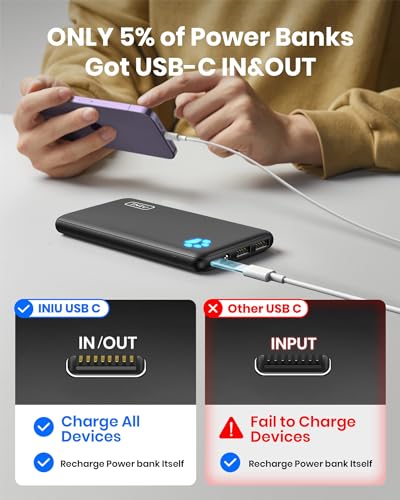 Slim 10000mAh USB-C Portable Power Bank