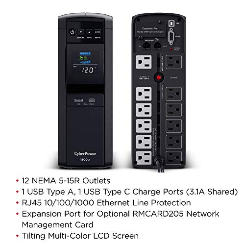 CyberPower 1500VA Sinewave UPS System - 12 Outlets