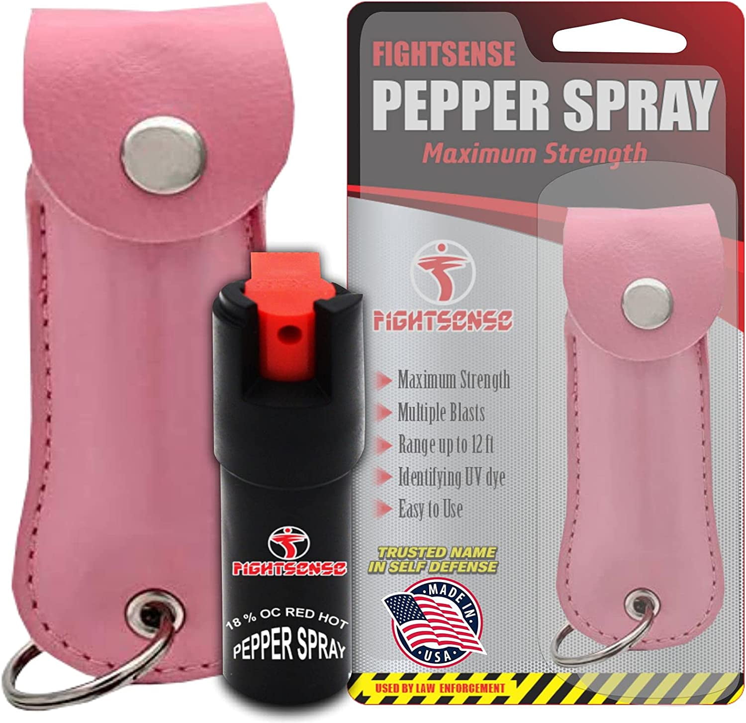 Compact FIGHTSENSE Self Defense Pepper Spray - Maximum Strength