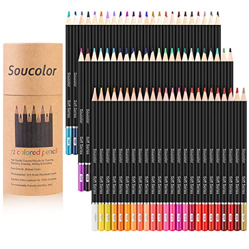 Soucolor 72-Color Colored Pencils for Adult Coloring Books