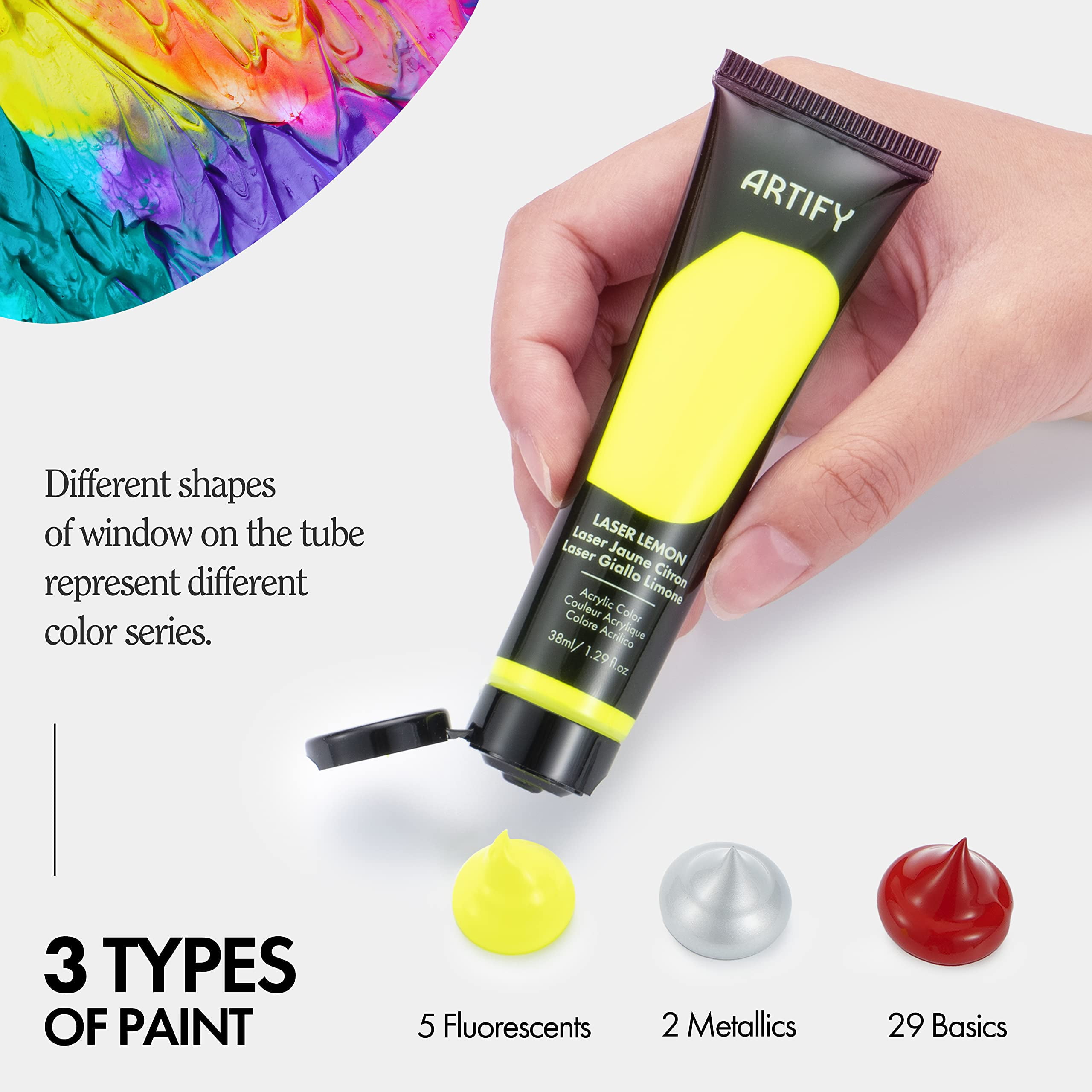 ARTIFY Heavy Body Acrylic Paint Set, 36 Colors