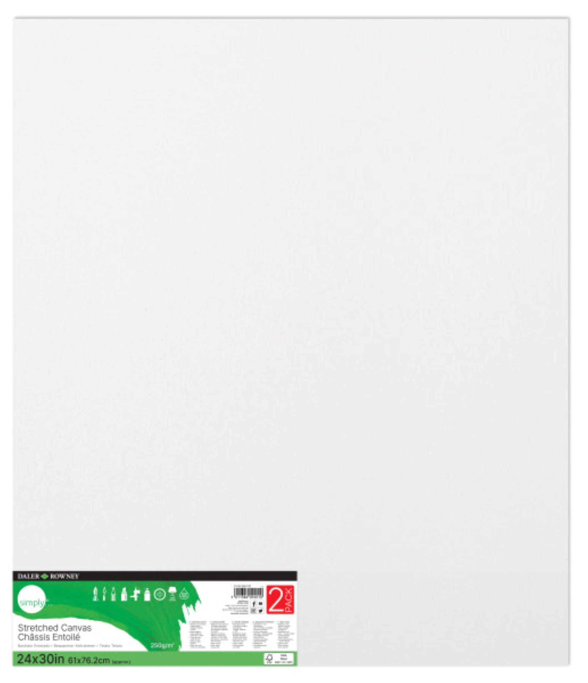 Daler-Rowney Simply Stretched Art Canvas Pack, 24" x 30", 2 Piece