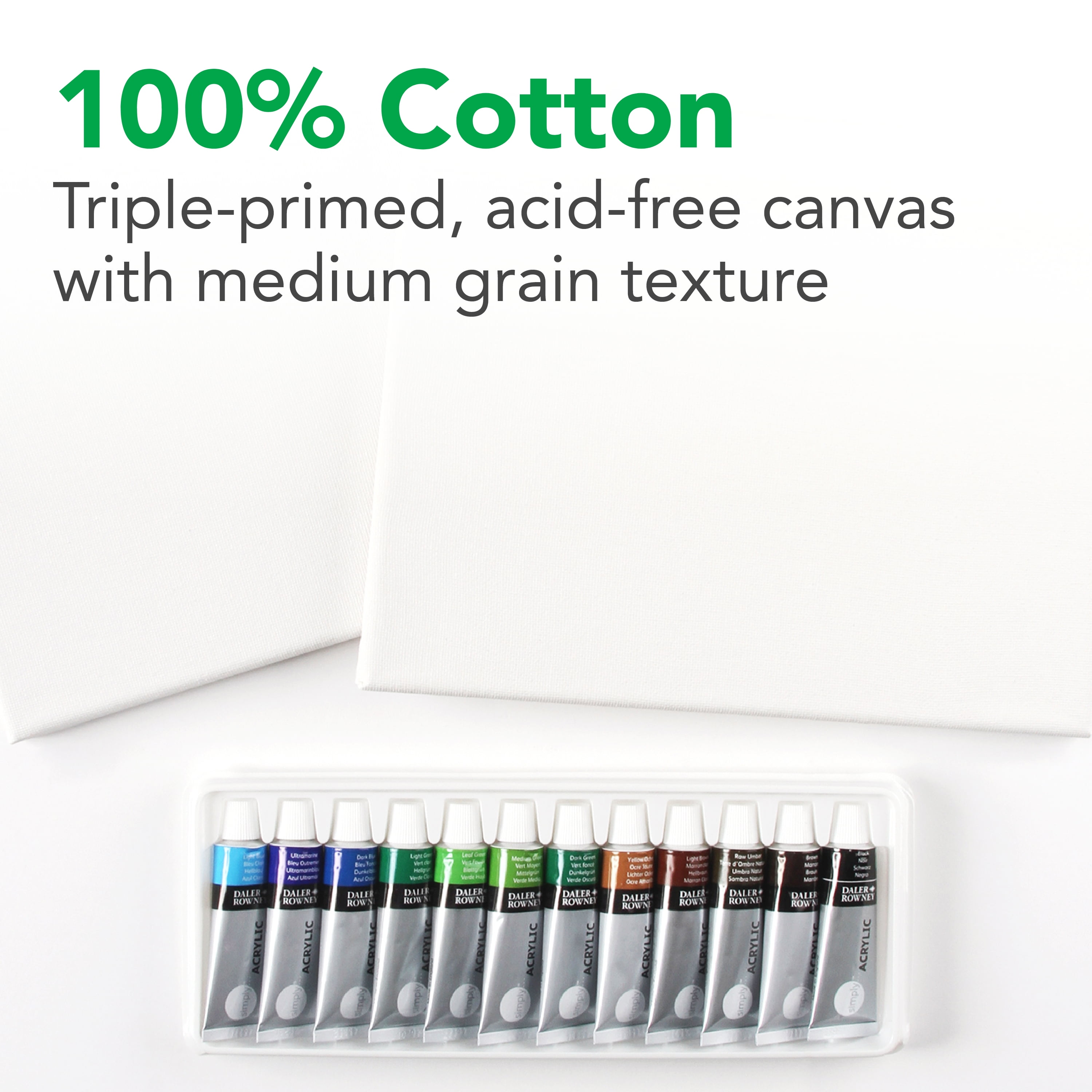 Daler-Rowney Simply Stretched Art Canvas Pack, 24" x 30", 2 Piece