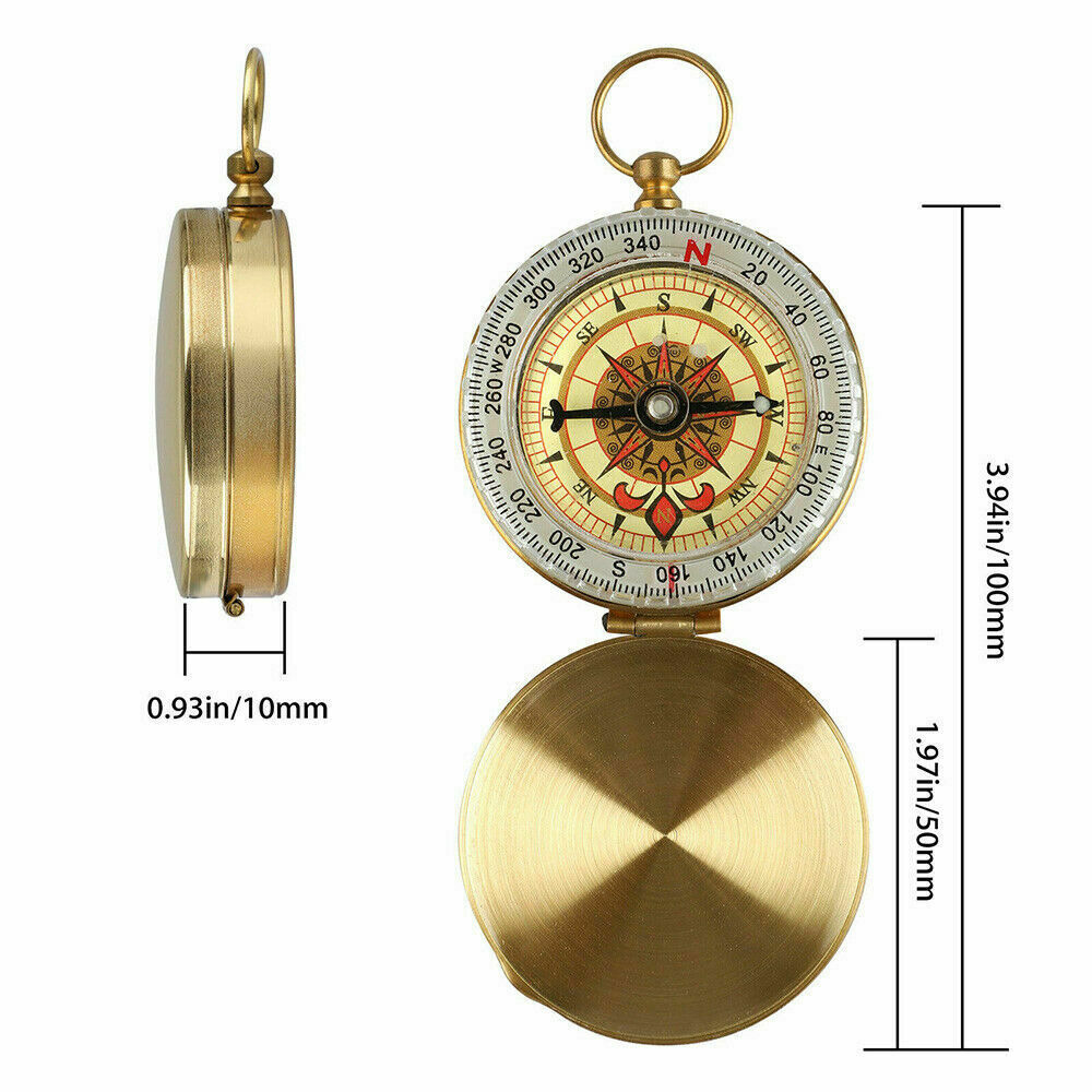 Brass Keychain Watch with Compass - Outdoor Essentials
