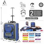 MiniMax Travel Suitcase with Wheels with Front Pocket for Toys/Dolls/Teddy Bears, Inim Xam Blue, Bagage Cabine
