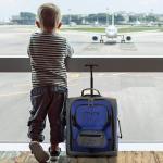 MiniMax Travel Suitcase with Wheels with Front Pocket for Toys/Dolls/Teddy Bears, Inim Xam Blue, Bagage Cabine