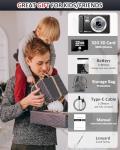 4K 64MP Digital Camera,2.8" UHD Compact Cameras with 16X Digital Zoom, Autofocus Rechargeable Vlogging Cameras with 1200mAh Battery, 32GB Card, Portable Camera for Teens Students Kids Boys Girls