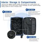 Aerostar Carry-on 20" Lightweight Soft Expandable Suitcase, Hand Luggage 4 Wheels & Combination Lock, 55x35x20cm | Accepted All Airlines easyjet, RyanAir, British Airways (Royal Blue, 32 litres)