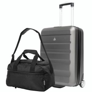 Aerolite 55x40x20 + 40x20x25 Ryanair Allowance 2 Piece Carry On Hand Cabin Luggage Set Bundle (55x40x20 Suitcase + 40x20x25 Holdall)