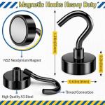 FINDMAG 6 Pack Magnetic Hooks, 22 lb+ Pull Extra Strong Neodymium Magnet Hooks, Black Magnetic Hooks Heavy Duty, Magnets with Hook for Hanging, Towel, Home, Kitchen, Workplace, Office