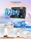 CAMKORY Digital Camera 4K 64MP Newly Upgraded Vlogging Camera with WiFi Function for Youtube with 180° Flip Screen, 16X Digital Zoom Compact Digital Camera with 32GB Card, 2 Batteries for Beginners