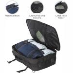 Aerolite Large 39L 3-in-1 Travel Backpack, Fits up to 17in Laptop, Carry On Hand Cabin Luggage Rucksack Satchel Holdall Daypack Weekend Flight Bag for Travel Work School Office, 55x35x20cm, Black