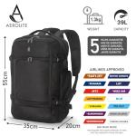 Aerolite Large 39L 3-in-1 Travel Backpack, Fits up to 17in Laptop, Carry On Hand Cabin Luggage Rucksack Satchel Holdall Daypack Weekend Flight Bag for Travel Work School Office, 55x35x20cm, Black
