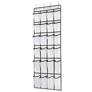 SAVERHO Over The Door Shoe Organizer, Hanging Shoe Organizer with 24 Mesh Large Pockets Door Shoe Rack Organizer for Men Women Kids Hanging Shoe Storage Bag.(White)