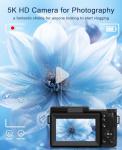 Digital Camera, 5K 64MP Cameras for Photography with WiFi, 64GB Card, Autofocus, Adjustable flashlight, 18X Zoom 180°Flip Screen Compact Travel Vlogging Camera for Youtube Beginners, Wide & Macro Lens