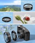 Digital Camera, 5K 64MP Cameras for Photography with WiFi, 64GB Card, Autofocus, Adjustable flashlight, 18X Zoom 180°Flip Screen Compact Travel Vlogging Camera for Youtube Beginners, Wide & Macro Lens