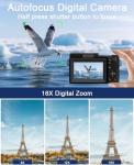 Digital Camera, 5K 64MP Cameras for Photography with WiFi, 64GB Card, Autofocus, Adjustable flashlight, 18X Zoom 180°Flip Screen Compact Travel Vlogging Camera for Youtube Beginners, Wide & Macro Lens