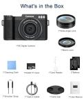 Digital Camera, 5K 64MP Cameras for Photography with WiFi, 64GB Card, Autofocus, Adjustable flashlight, 18X Zoom 180°Flip Screen Compact Travel Vlogging Camera for Youtube Beginners, Wide & Macro Lens