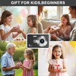 Digital Camera - 1080P FHD 44MP with 2.4" LCD Screen Compact Portable Vlogging Photo Camera with 32gb SD Card 16X Digital Zoom for Kids Teen Students Beginner (Upgrade Black)